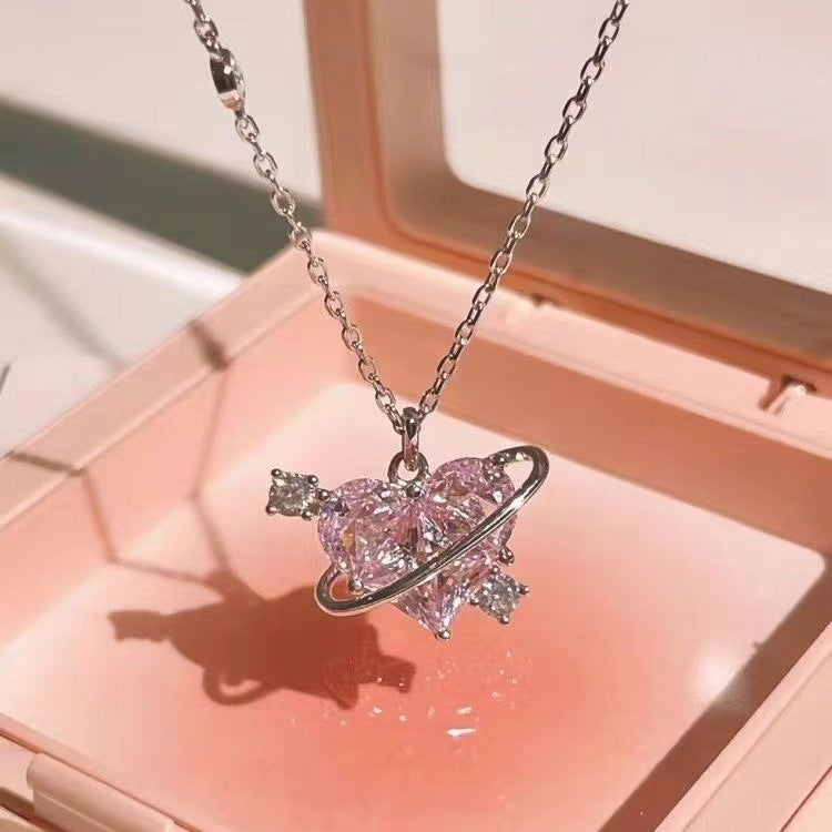 Heart Planet Diamond Necklace