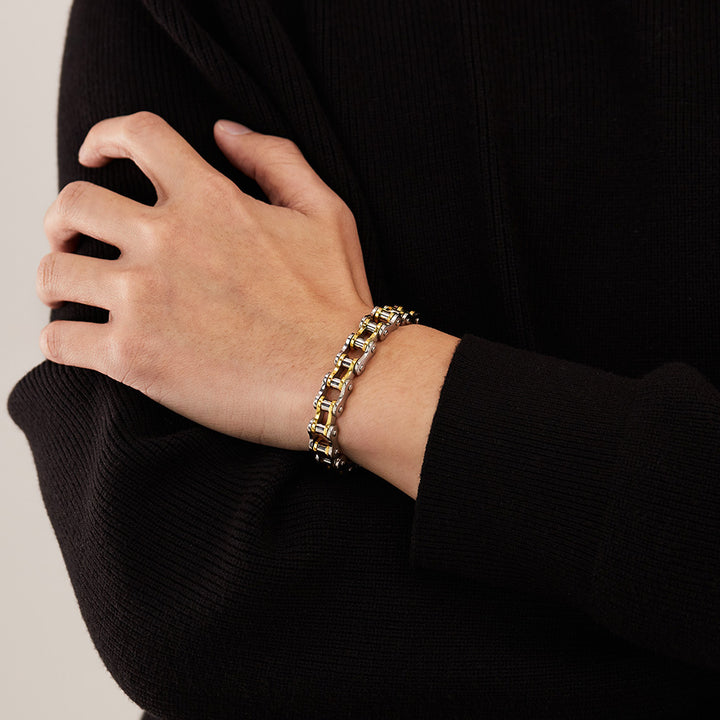 Motorcycle Chain Stainless Steel Bracelet (Men's Edgy Punk Style Titanium Steel Band)
