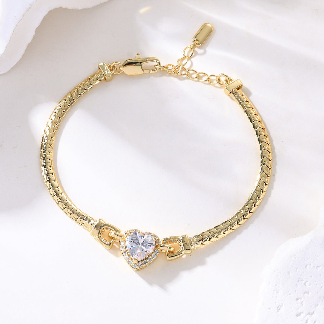 Geometric Gemstone Snake Chain Bracelet Set (Light Luxury Niche Delicate Wrist Jewelry)