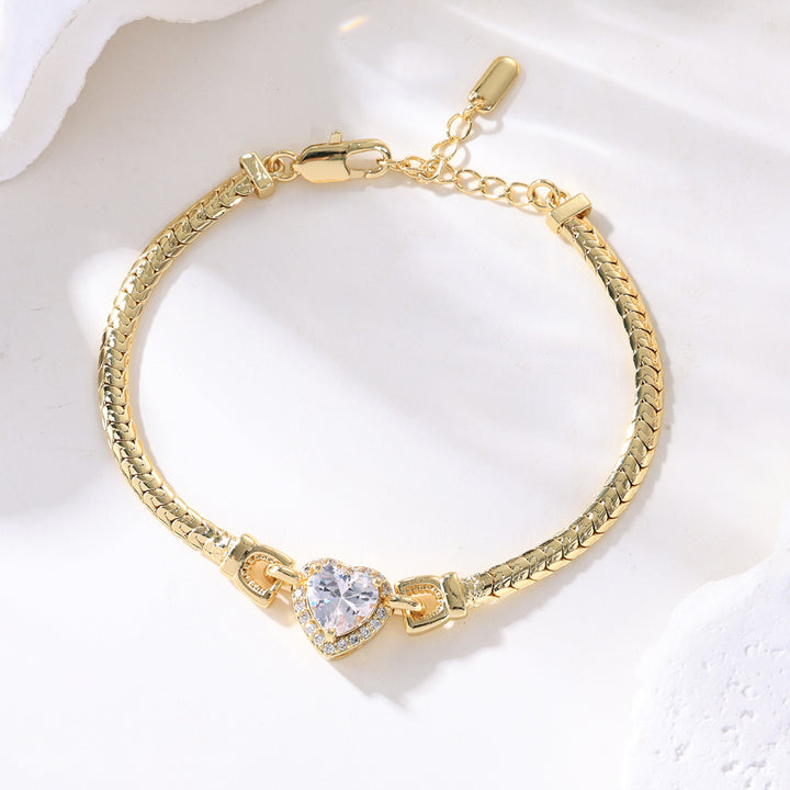 Geometric Gemstone Snake Chain Bracelet Set (Light Luxury Niche Delicate Wrist Jewelry)