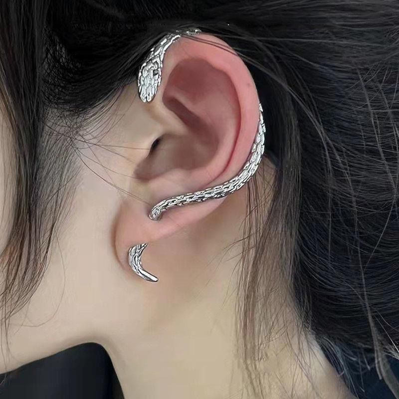925 Sterling Silver Minimalist Niche Snake Earrings - Snake-Shaped Ear Hooks (Ear Piercing Required)