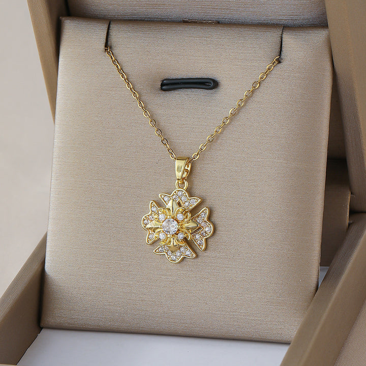 Vintage Ornate Cross Pave‑Set Diamond Gold Pendant Necklace