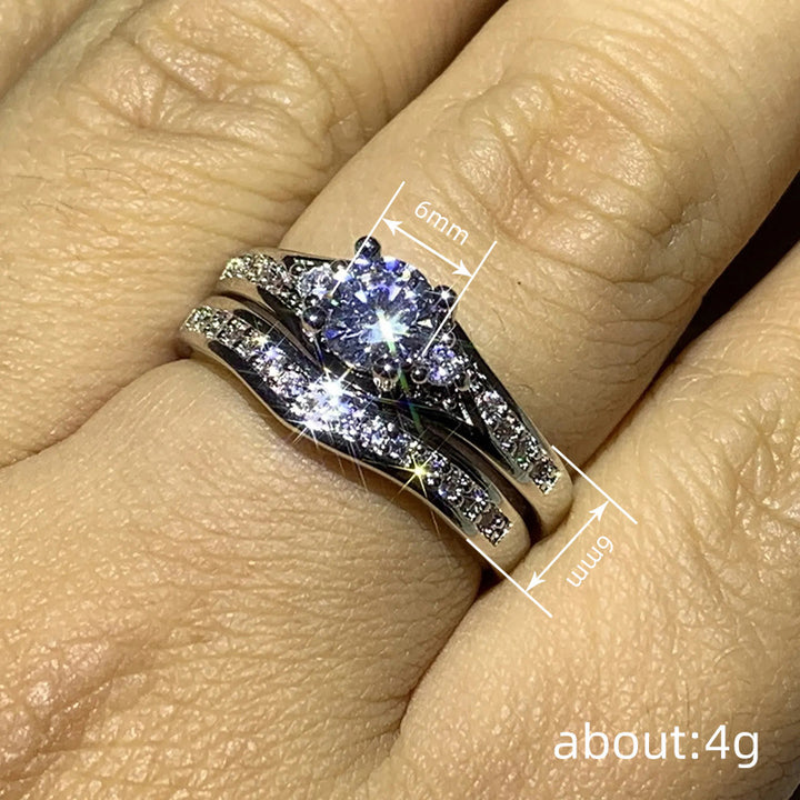 Multi-Diamond Stacked Double Band Ring (Luxury Ritual Shimmer Style)