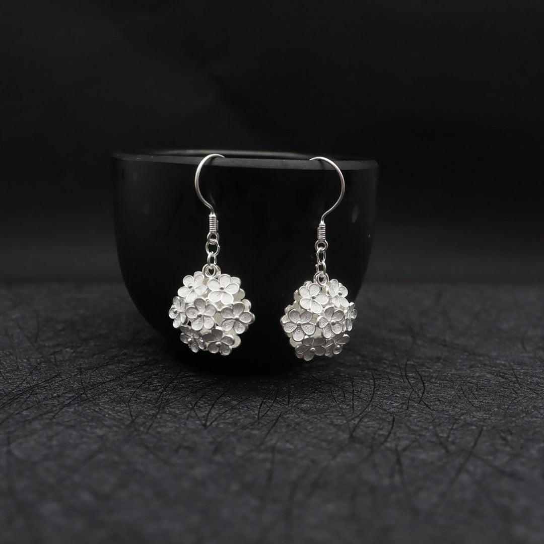 Elegant Retro S925 Sterling Silver Plum Blossom Earrings for Women