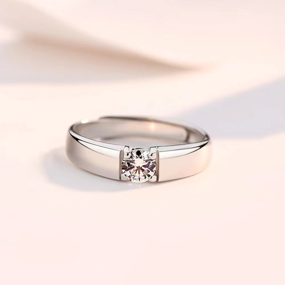 Crown of Love Couple Rings (Four-Prong 1-Carat Diamond Open Wedding Rings)