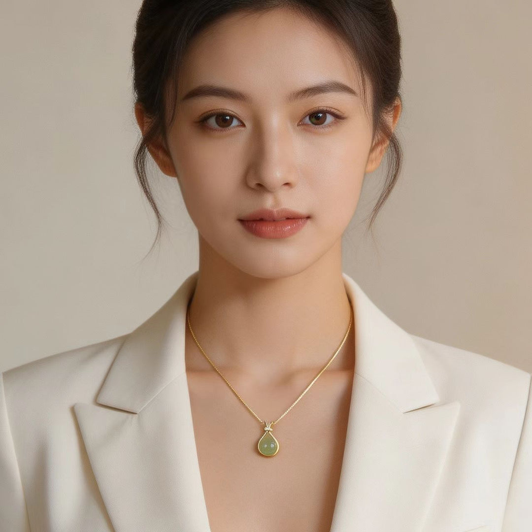 Droplet Gemstone Necklace Set (Light Luxury Niche Gentle Necklace)