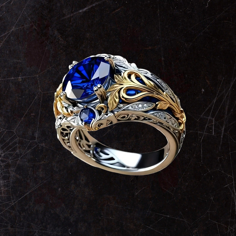 Two-Tone Twig Center Stone Vintage Ring (Luxury Palace Style Personalized)