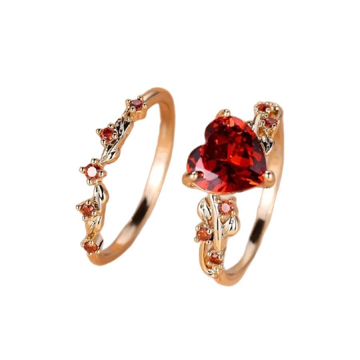 Heart-Shaped Colored Gem Vine Stackable Ring (Sweet Vitality Multi-Color Style)