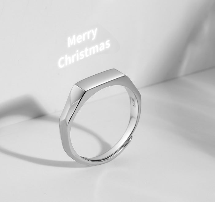 925 Sterling Silver “In the Name of Light” Projection Couple Rings