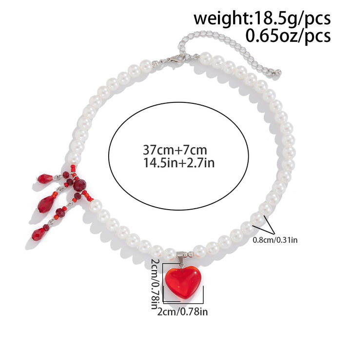 Gothic Pearl Necklace – Halloween Blood Drop Crystal Tassel Choker