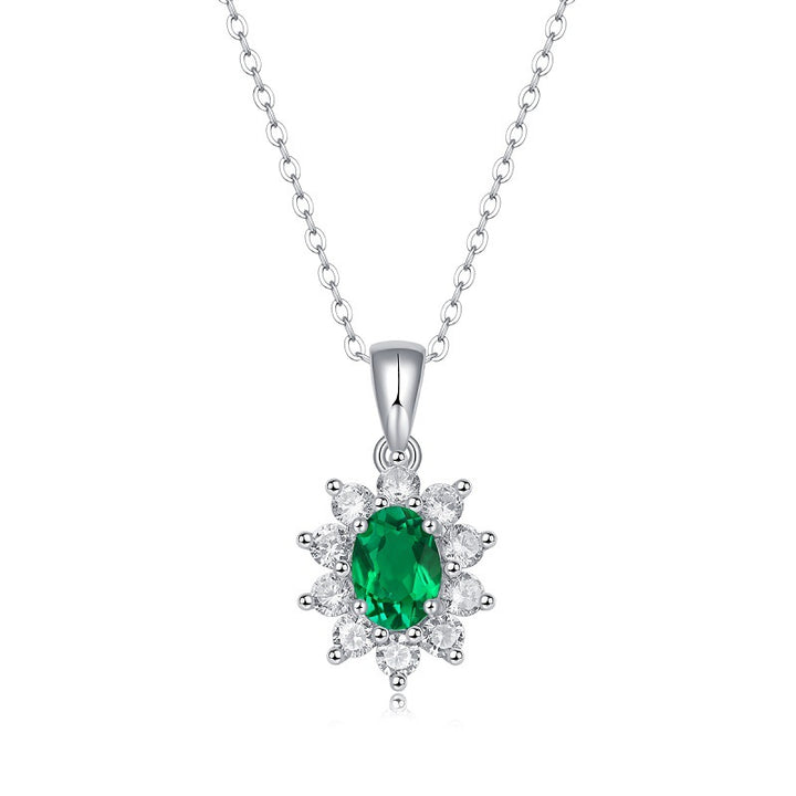 S925 Sterling Silver Emerald Green Pendant