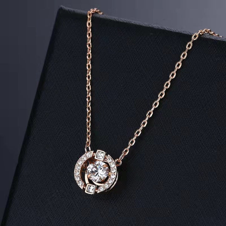 Circle Halo Colored Gem Necklace (Women's Luxury Elegant Style)