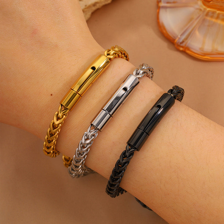 6mm Round-Polished Bold 18K Titanium Steel Bracelet (Multi-Color Men's Edgy Style)