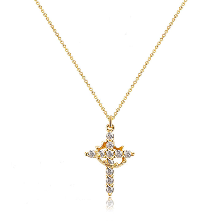 S925 Sterling Silver Full Diamond Cross Necklace – Hip-Hop Minimalist Unisex Design