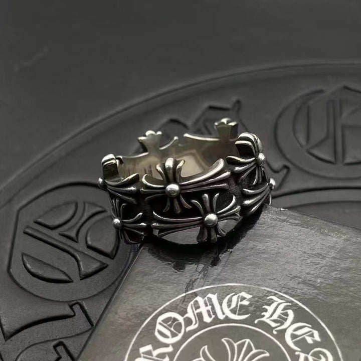 Vintage Cross Relief Ring for Men – Gothic Faith Statement Band