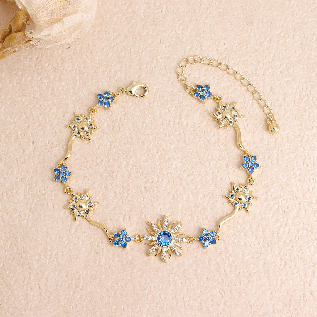Elegant Gold-Plated Purple Sunflower Bracelet for Women