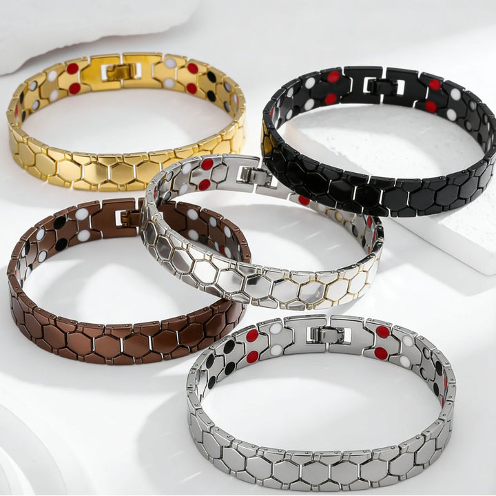 Hexagonal Titanium Steel Magnetic Men's Business Bracelet, Multi-Color Luxury Detachable Adjustable Strap-Style Wristband