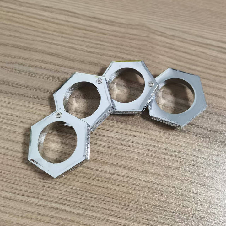 Hexagon Multi-Layer Rotatable Carved Thumb Ring, Titanium Steel Vintage Spinning Men Band, Self Defense Ring