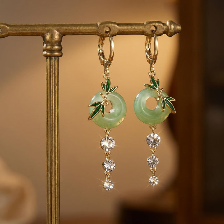 S925 Silver Bamboo Ping An Knot Drop Earrings