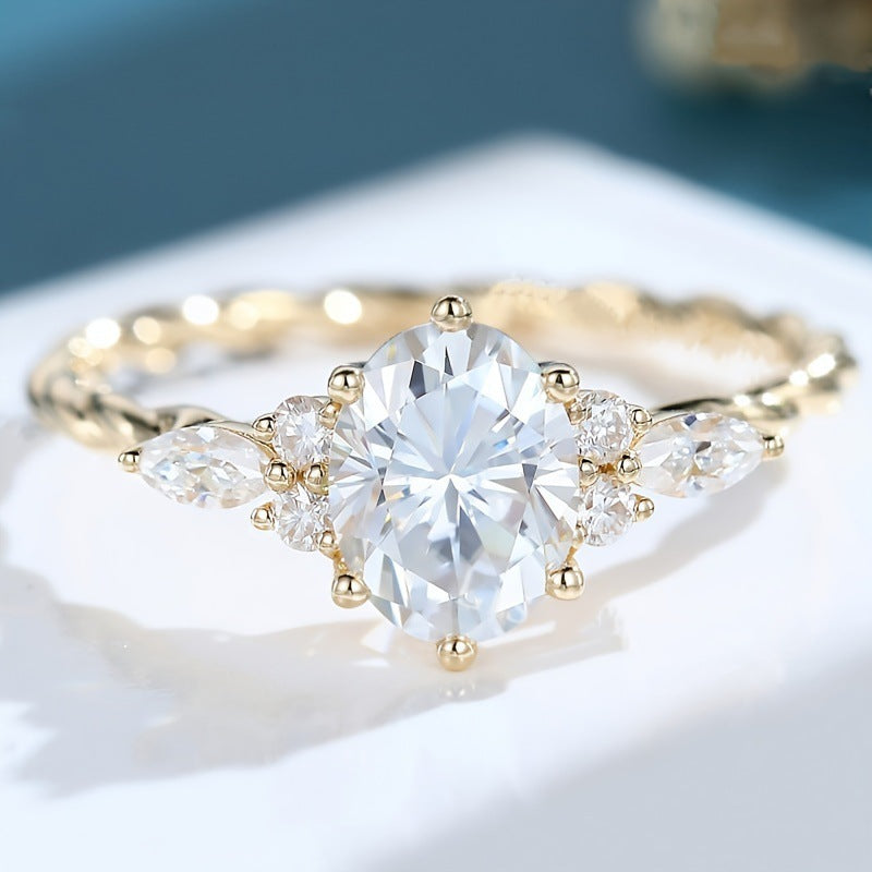 Bloom-Set Center Diamond Vintage Ring (Luxury Ritual Engagement Style)
