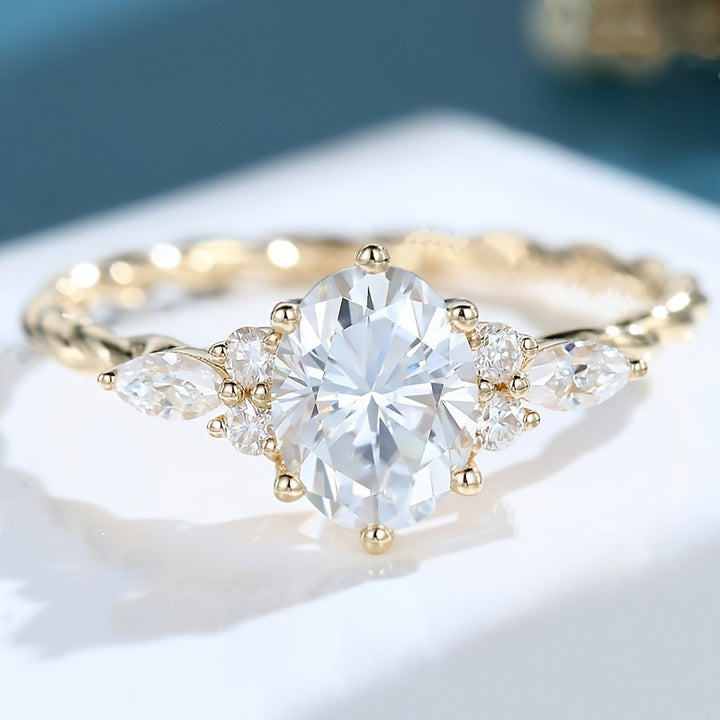 Bloom-Set Center Diamond Vintage Ring (Luxury Ritual Engagement Style)