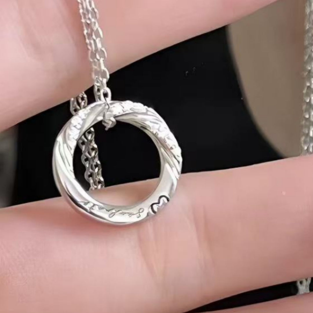 999 Silver Mobius Heart Magnetic Couple Necklace Set