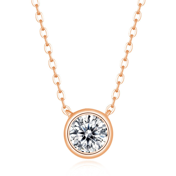 S925 Sterling Silver Rose Gold Plated Moissanite Pendant Necklace