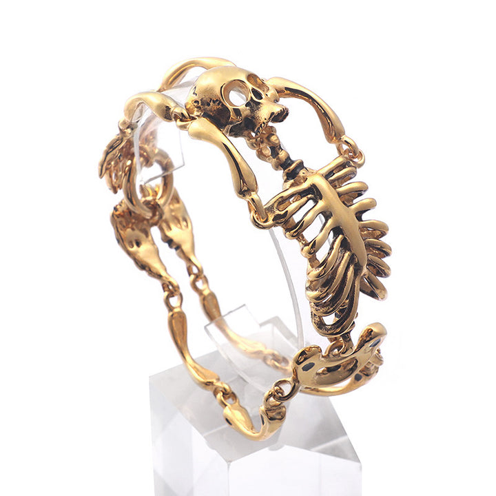 Men's Gothic Skull Bracelet – Titanium Steel Skeleton Chain