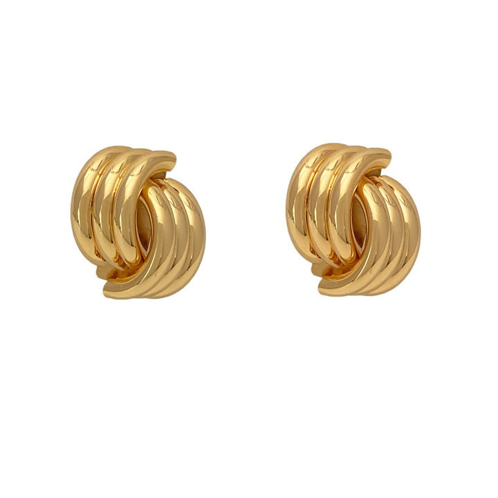 Multi-Layer Intertwined C-Shape Hoop Ear Buckles, Two-Tone Gold Silver Minimalist Commuter Earrings