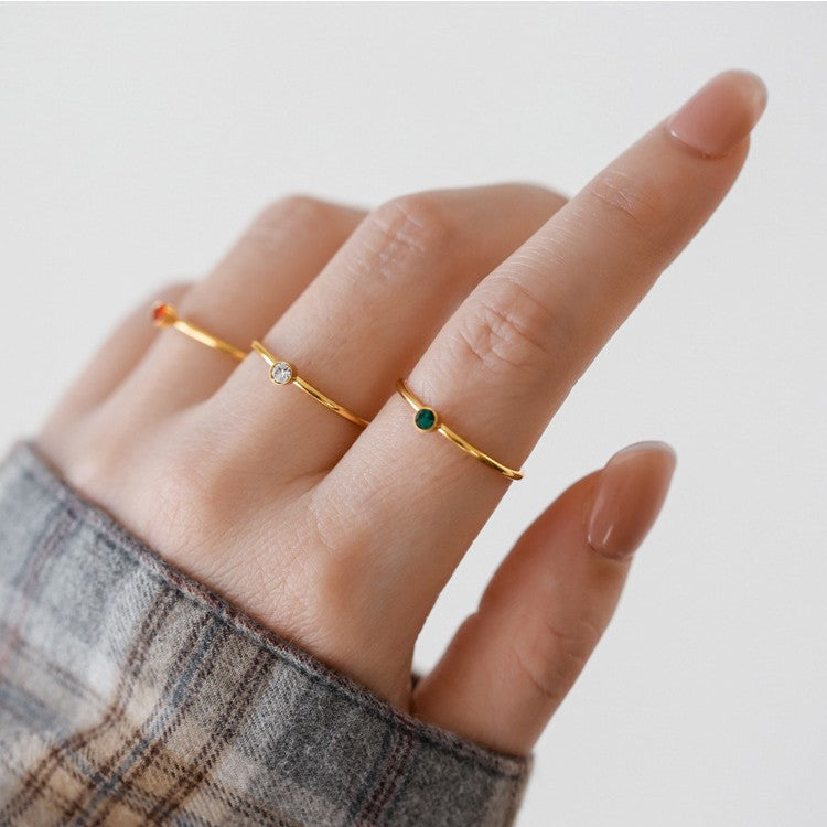14K Gold-Filled Minimalist Zircon Ring for Women