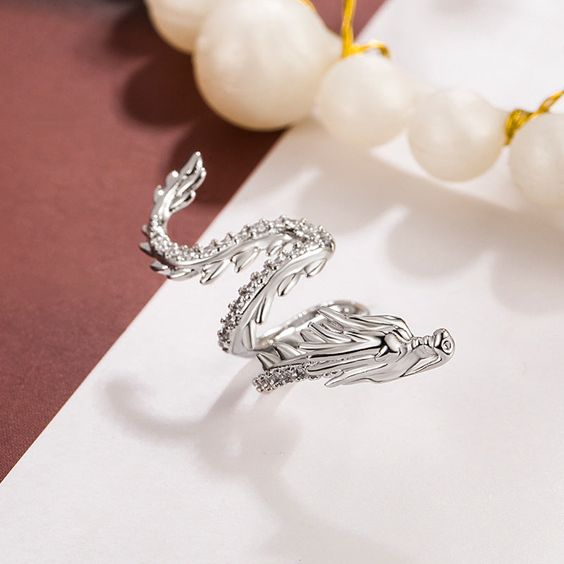 Dragon-Shaped Micro-Diamond Clip-On Ear Cuff (Guochao Luxury Personalized Style)