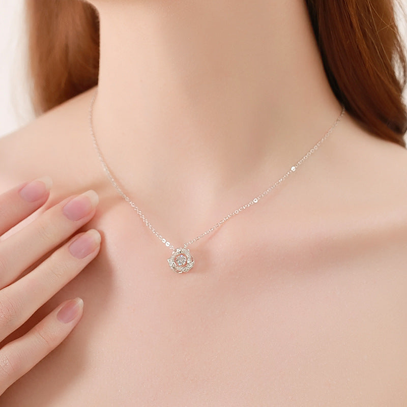 S925 Sterling Silver Sparkling Heart Necklace for Women