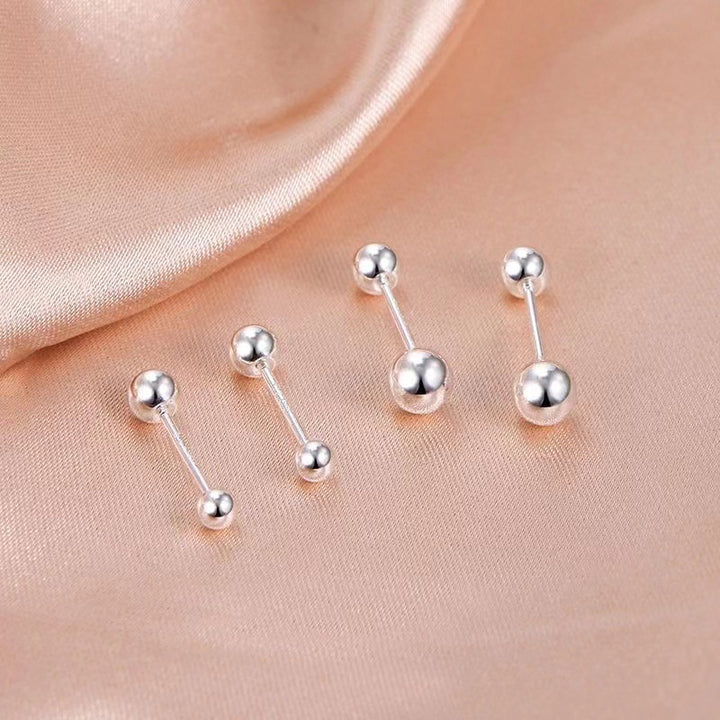 S925 Sterling Silver Mini Bead Stud Earrings for Women – Hypoallergenic Healing Ear Studs