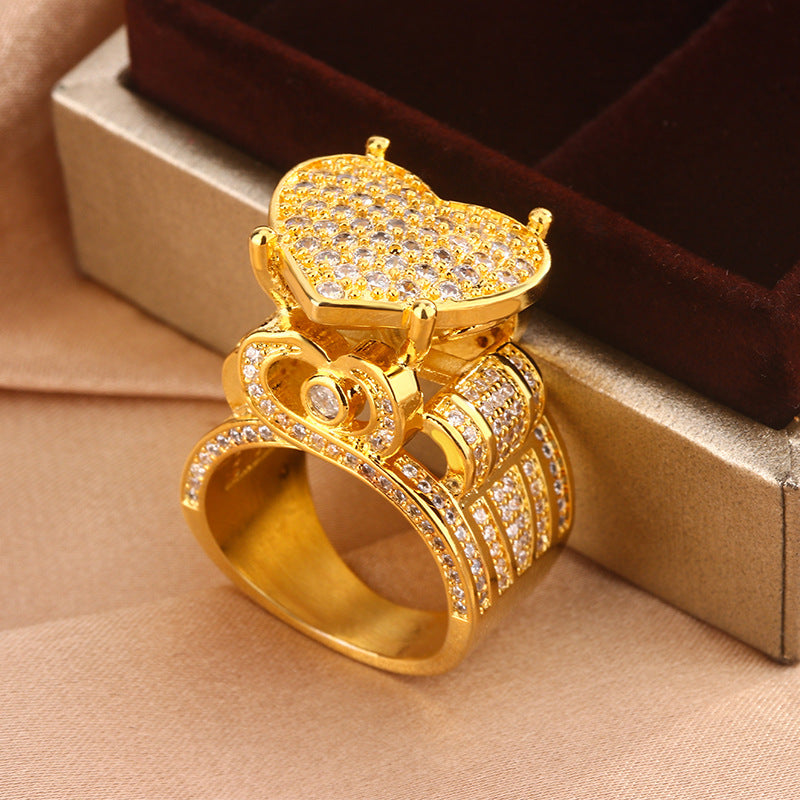 Pave Diamond Crown Ring (Hip-Hop Style Light Luxury Personalized Band)