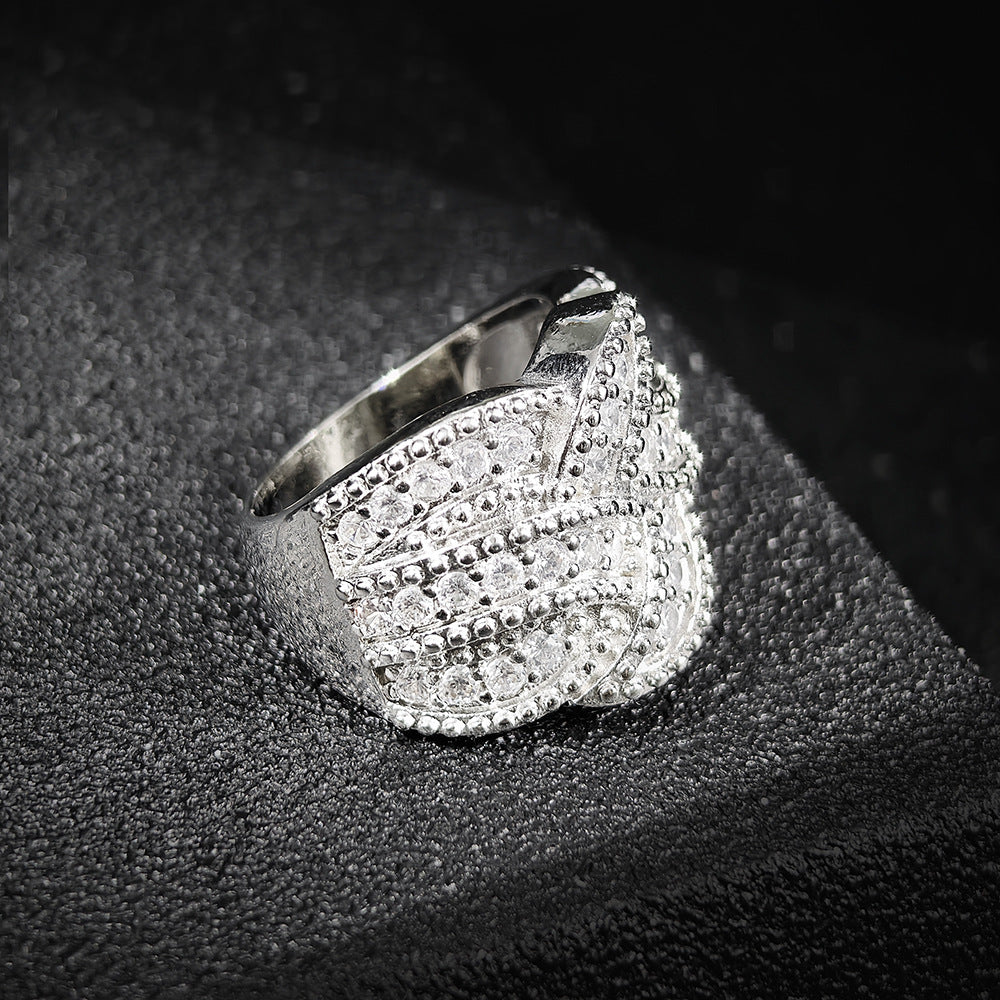 Full Diamond Braided Wide Ring (Cool Luxury Personalized Style)