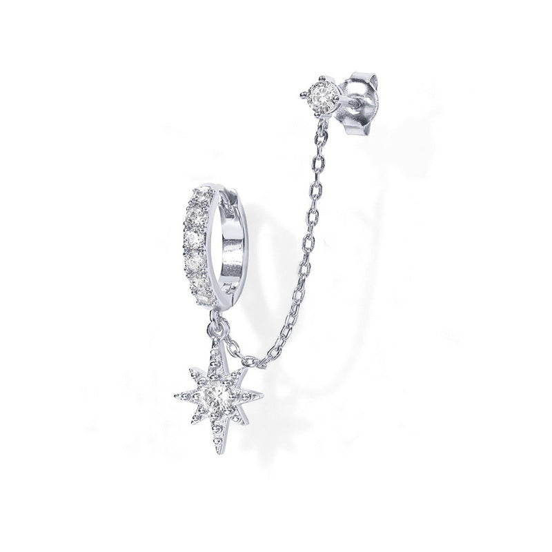 Trendy Rhinestone Tassel Hoop Earrings