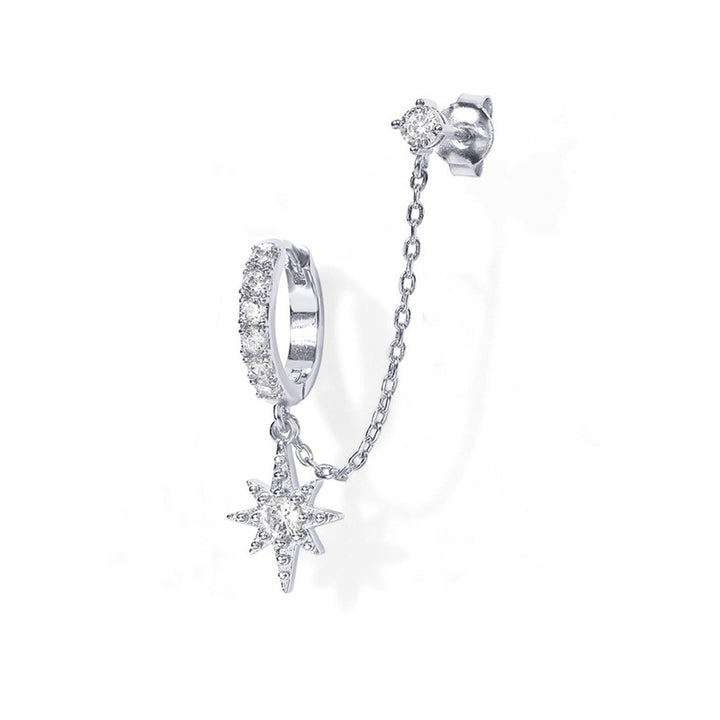 Trendy Rhinestone Tassel Hoop Earrings