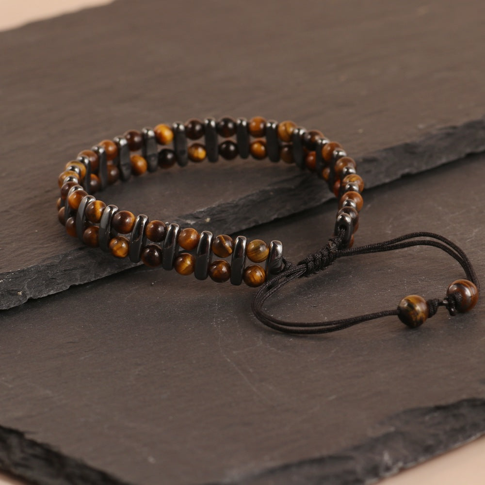 Tiger Eye Stone Woven Magnetic Bracelet (Strength & Protection Style Series)