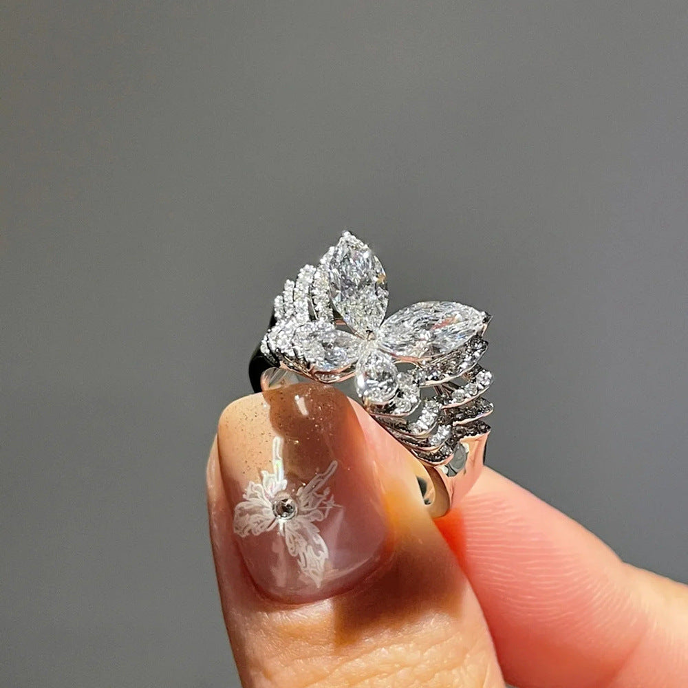 Full Pavé Butterfly Ring (Light Luxury Niche Romantic Band)