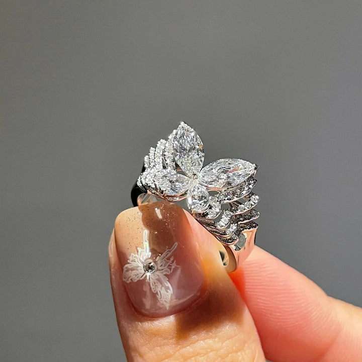 Full Pavé Butterfly Ring (Light Luxury Niche Romantic Band)