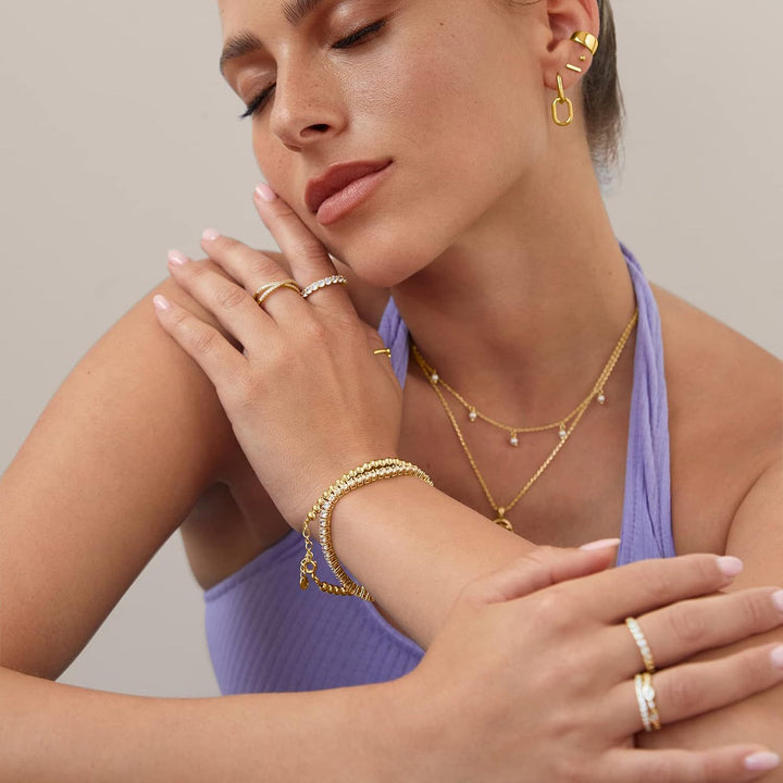 Double Rectangle Link Hoop Earrings, Smooth/Twisted/Pave Crystal Multi-Style Geometric U-Link Click Hoops Gold Silver Rose Gold Minimal Jewelry