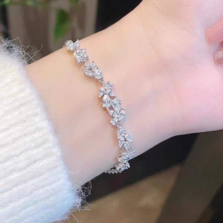 Wisteria Flower Crystal Inlaid Bracelet for Women