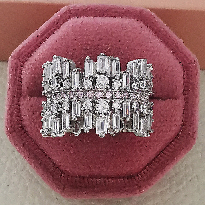 Mixed Diamond Geometric Wide Ring (Avant-Garde Luxury Personalized Style)