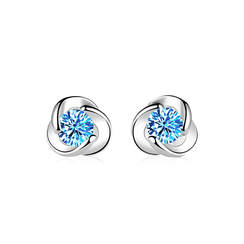 S925 Sterling Silver Clover Stud Earrings