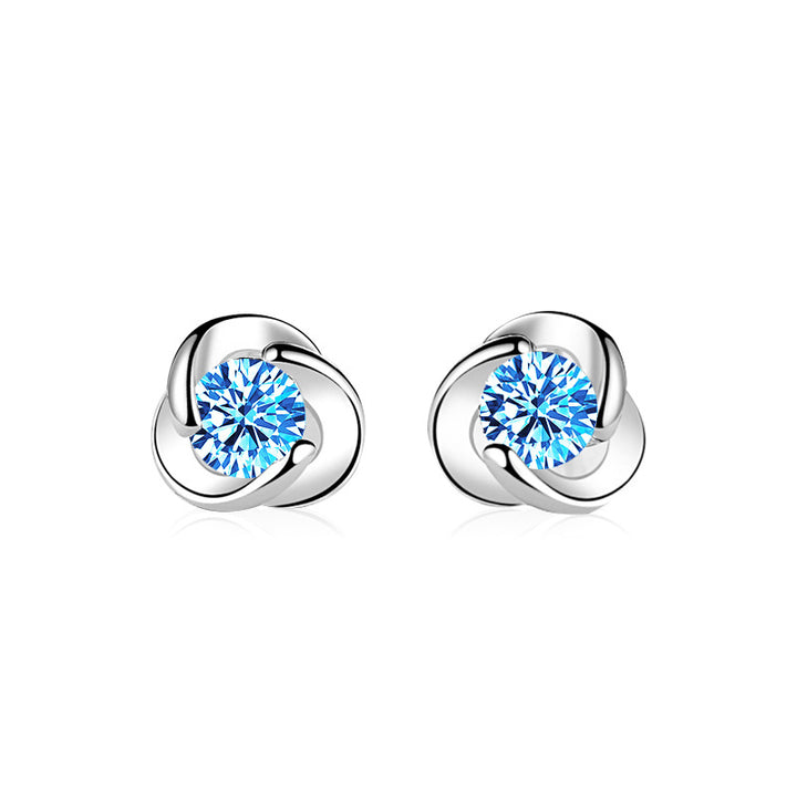 S925 Sterling Silver Clover Stud Earrings