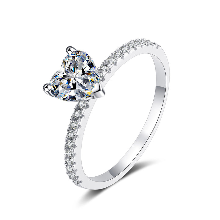 Heart-Shaped Center Diamond Micro-Diamond Ring (Romantic Luxury Ritual Style)