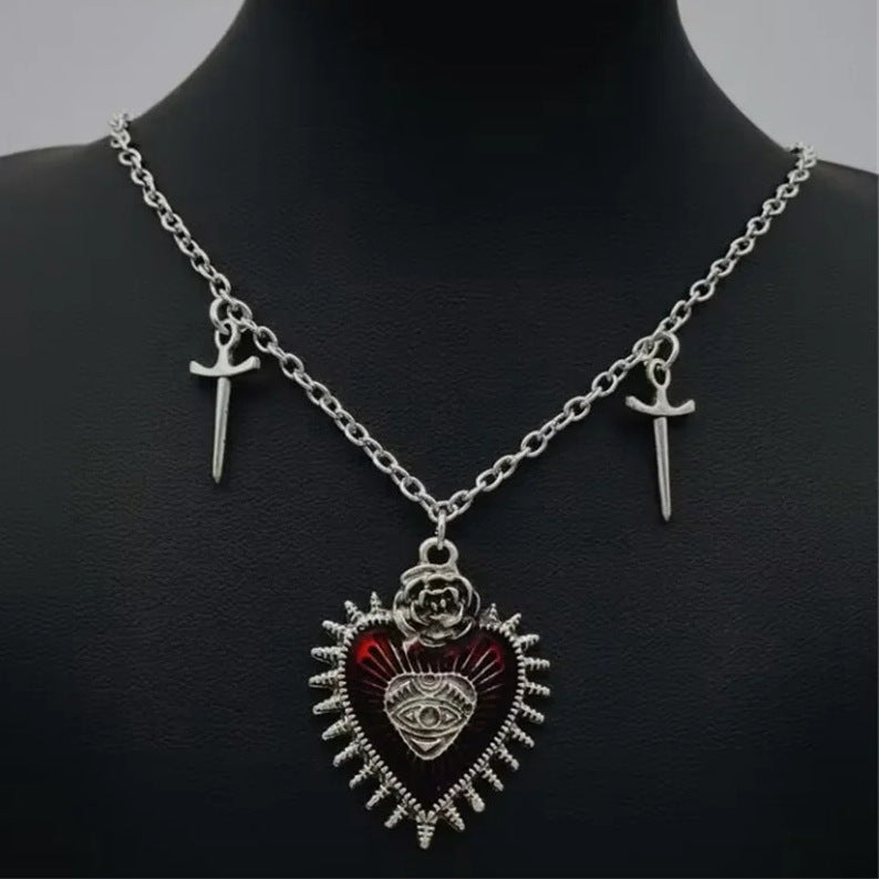 Halloween Gothic Heart Bat Necklace – Retro Punk Style Jewelry