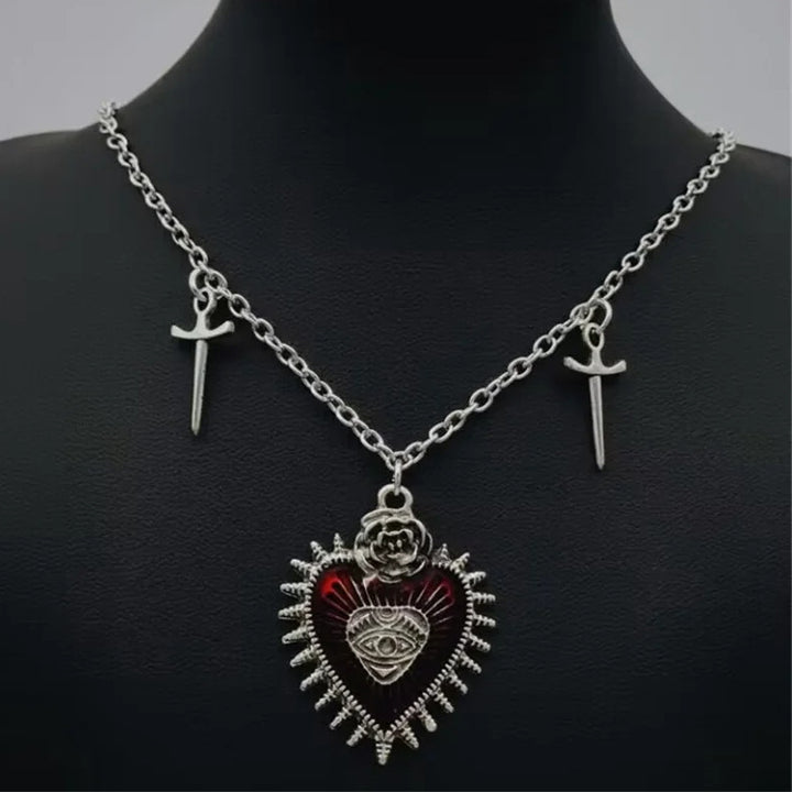Halloween Gothic Heart Bat Necklace – Retro Punk Style Jewelry