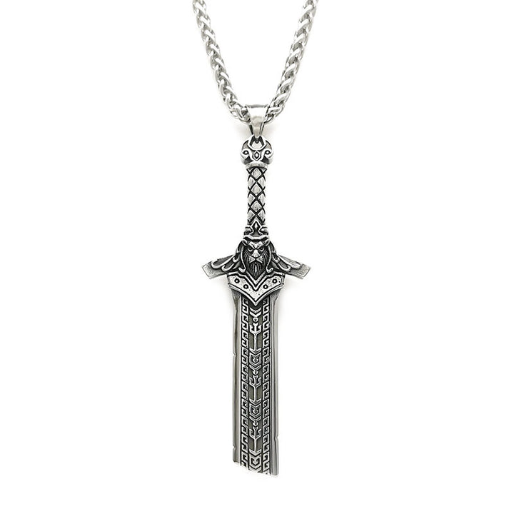 Vintage Viking Broken Sword Pendant Necklace in Thai Silver