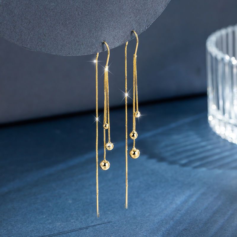 Multi-Layer Tassel Threader Earrings, Bead & Cut Heart Long Drop Earrings Gold & Silver Tone Available